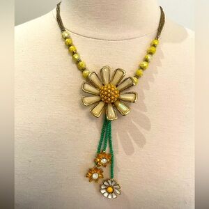 Floral Necklace with Yellow and Green Accents